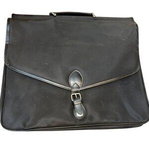 dunhill black leather trim nylon top handle briefcase bag